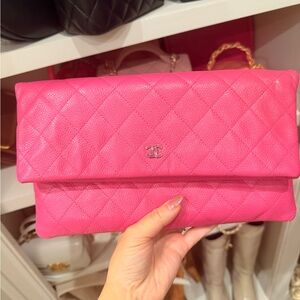 SOLD Chanel Fuchsia Quilted Clutch